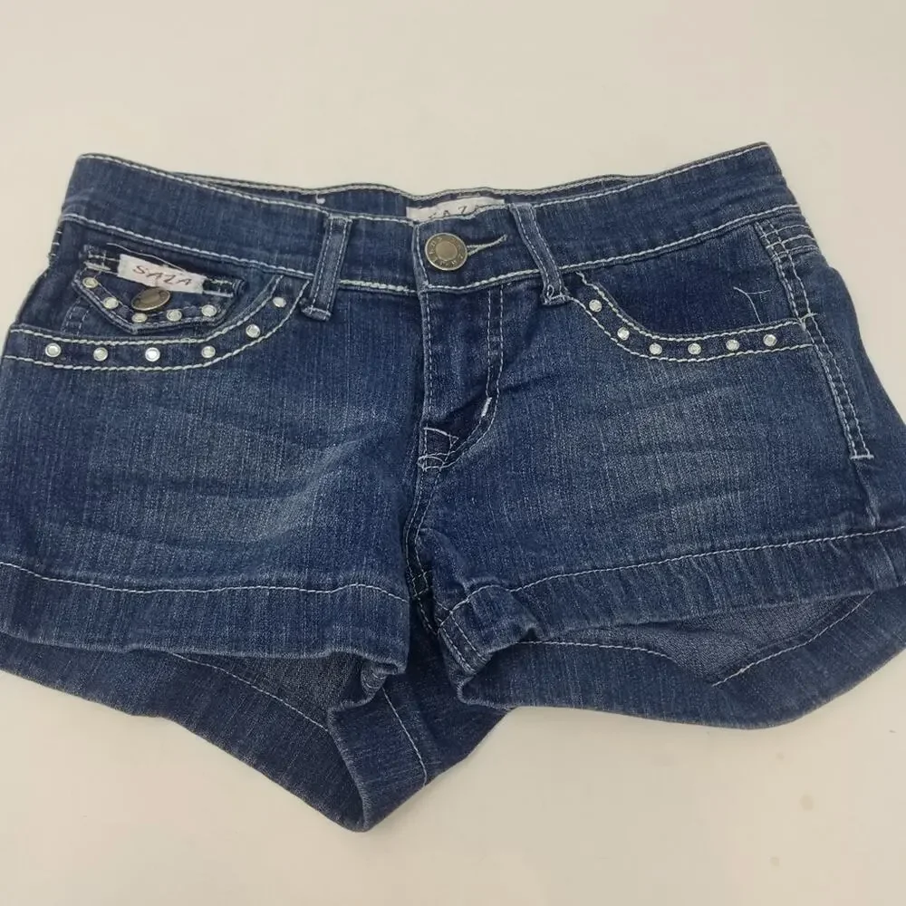 Saza Denim Shorts Short Shorts Low Rise Cutoffs ‎ Hipster Juniors Size 3